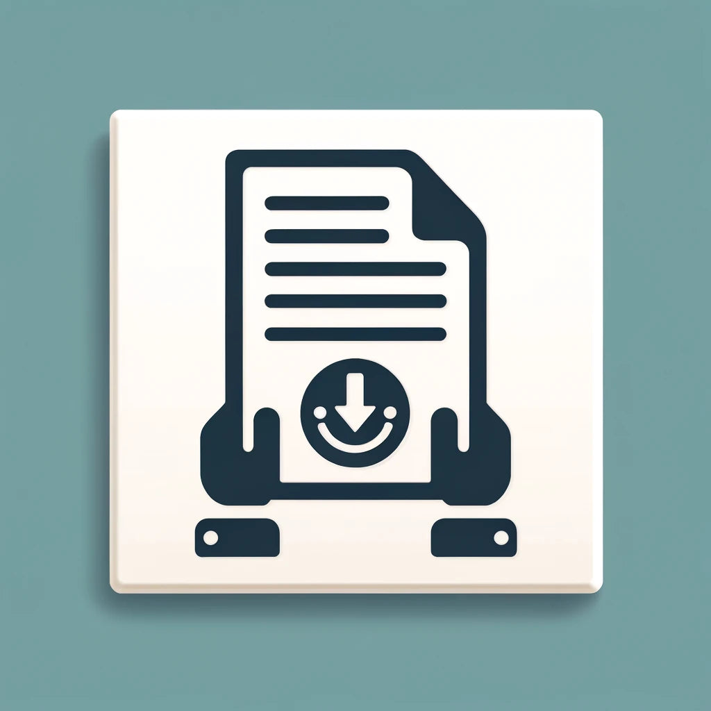 Icon representing downloading the completed assignment on a colorful tile background.